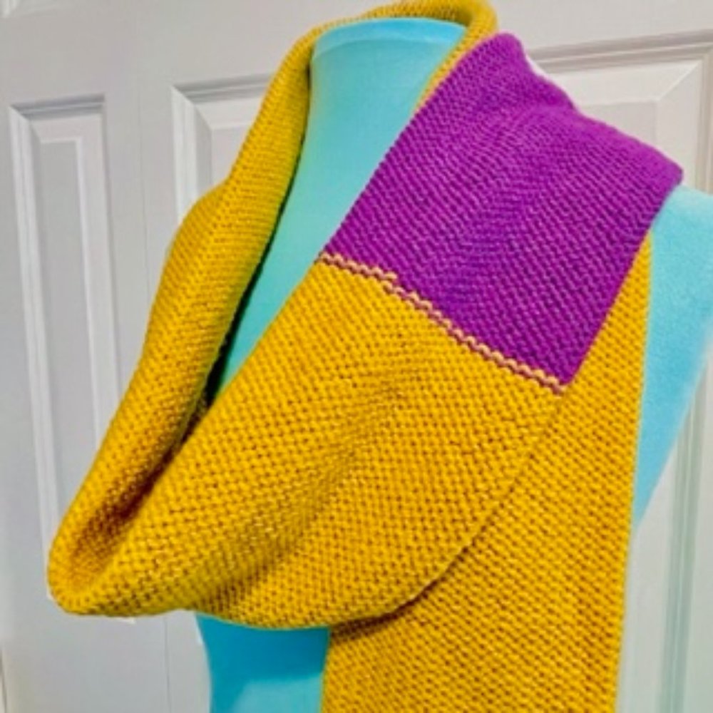 Purple & Yellow- Adult Scarf - handmade scarf- Block color Scarf - Winter Scarf